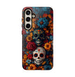 Day of The Dead Phone Flower Phone Case, Sugar Skull - Tough Case for Samsung Galaxy S25 S24 S23 S22 S21