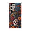 Day of The Dead Phone Flower Phone Case, Sugar Skull - Tough Case for Samsung Galaxy S25 S24 S23 S22 S21