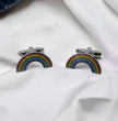 Stainless Steel Rainbow Cufflinks -  Celebrate Gay Pride - Rainbow jewelry LGBT cufflinks
